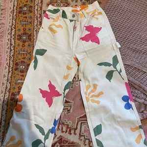 Pacsun wide / straight leg jeans / white - multi colored size 23